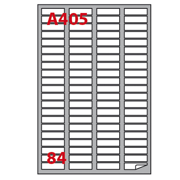 Etichetta adesiva A405 - permanente - 46x11,1 mm - 84 etichette per foglio - bianco - Markin - scatola 100 fogli A4