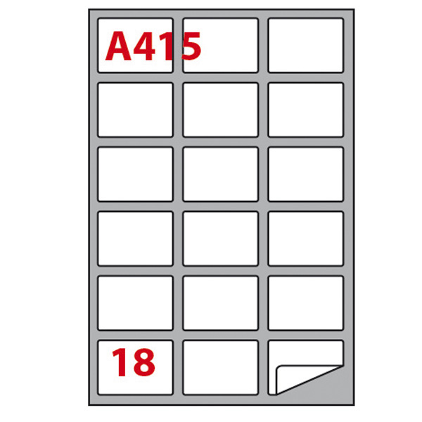 Etichetta adesiva A415 - permanente - 63,5x46,6 mm - 18 etichette per foglio - bianco - Markin - scatola 100 fogli A4