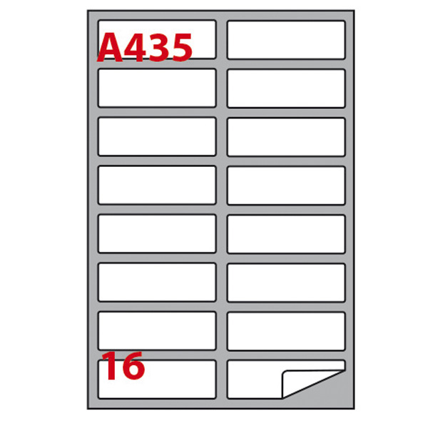 Etichetta adesiva A435 - permanente - 99,1x34 mm - 16 etichette per foglio - bianco - Markin - scatola 100 fogli A4