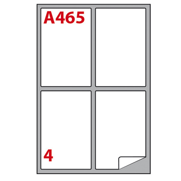 Etichetta adesiva A465 - permanente - 139x99,1 mm - 4 etichette per foglio - bianco - Markin - scatola 100 fogli A4