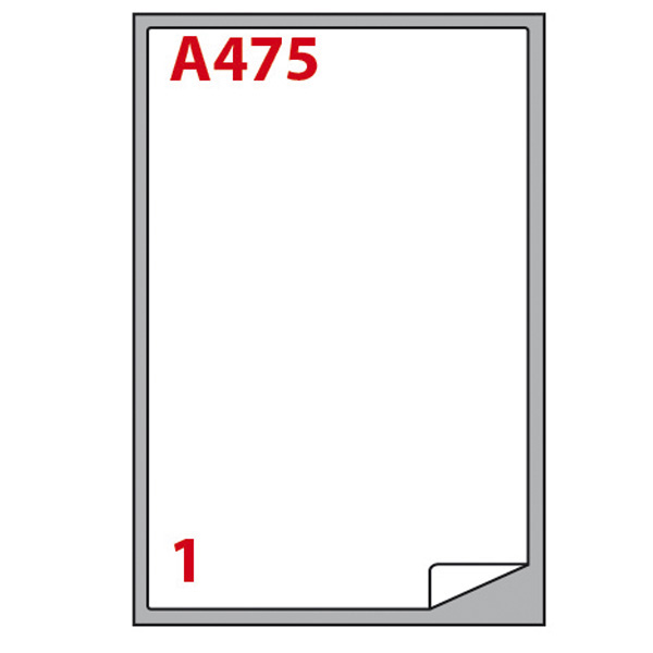 Etichetta adesiva A475 - permanente - 199,6x289,1 mm - 1 etichetta per foglio - bianco - Markin - scatola 100 fogli A4