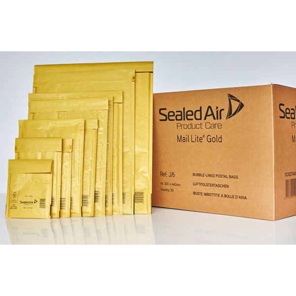 Busta imbottita Mail Lite® Gold - formato A (11x16 cm) - avana - Sealed Air - conf. 10 pezzi