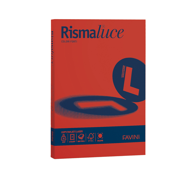 Carta Rismaluce - A4 - 140 gr - rosso scarlatto 61 - Favini - conf. 200 fogli