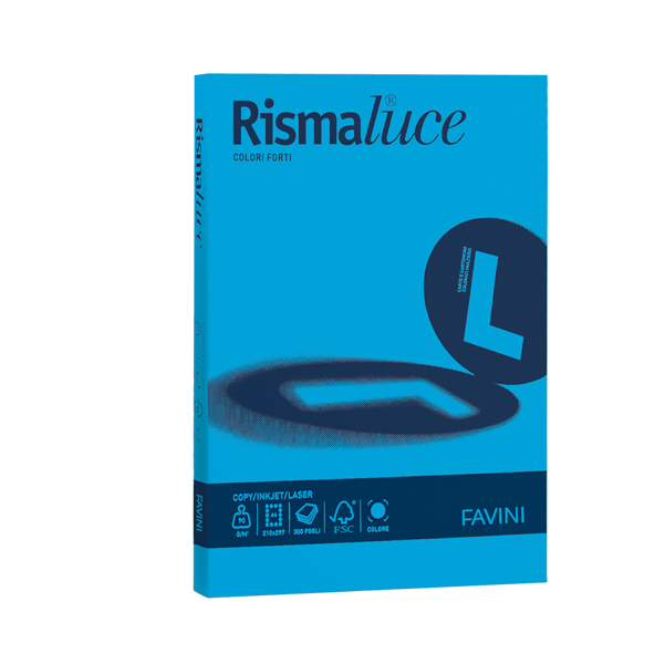 Carta Rismaluce - A4 - 200 gr - azzurro 55 - Favini - conf. 125 fogli