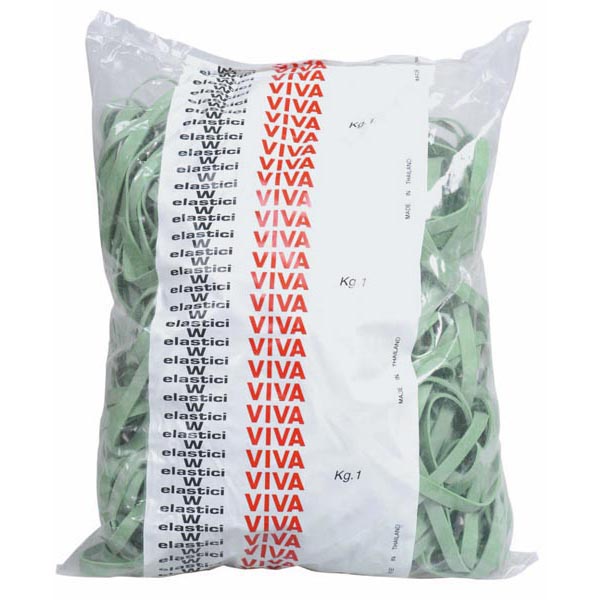 Elastici fettuccia - ø 7 cm  - verde - Viva - sacco da 1 kg