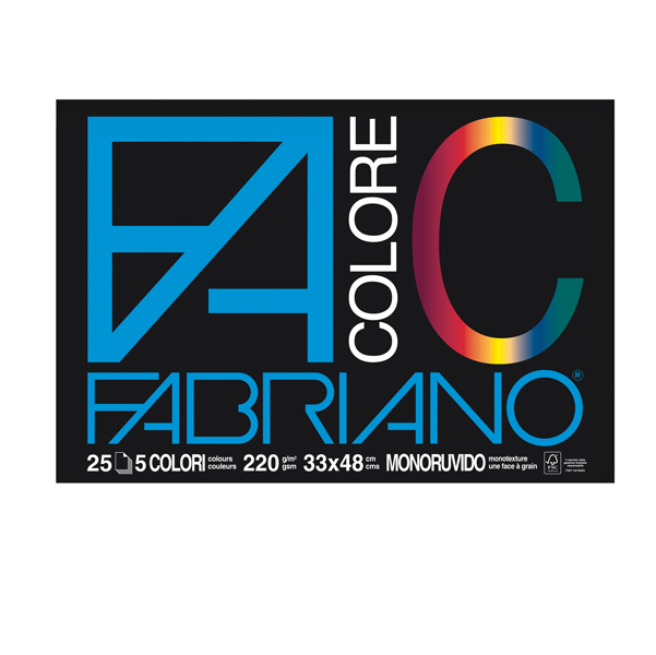 Blocco FaColore - 33x48cm - 25 fogli - 220gr - 5 colori - Fabriano