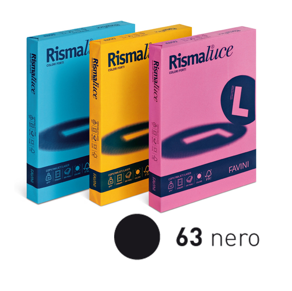 Carta Rismaluce - A4 - 200 gr - nero 63 - Favini - conf. 125 fogli