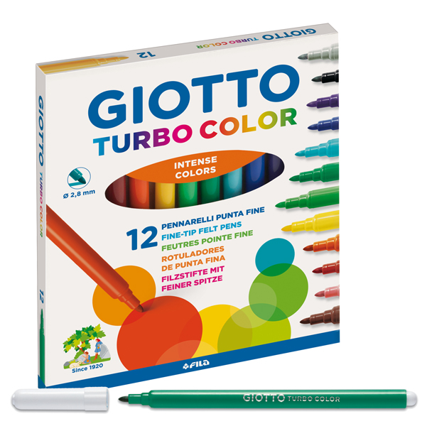 Pennarelli Turbo Color - punta ø2,8mm - colori assortiti - Giotto - astuccio 12 pezzi