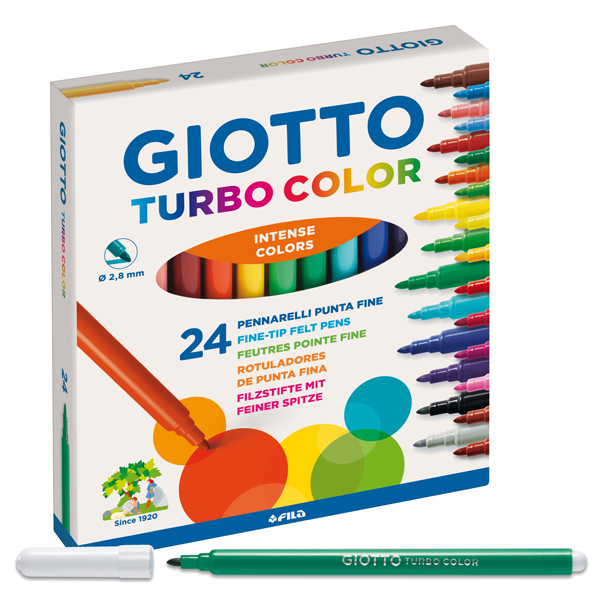 Pennarelli Turbo Color - punta ø2,8mm - colori assortiti - Giotto - astuccio 24 pezzi