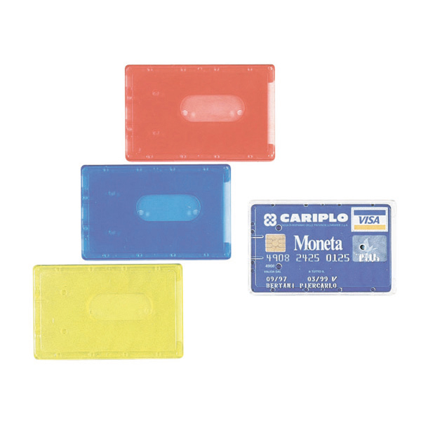 Porta Cards rigido - PVC - 8,5x5,4 cm - colori assortiti - Favorit