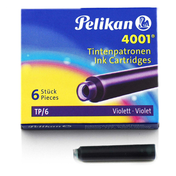 Cartucce inchiostro 4001 (TP/6) - lunghezza 39mm - viola - Pelikan - scatola 6 cartucce