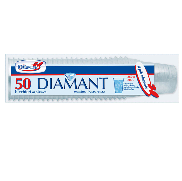 Bicchieri Diamant - monouso - 250 ml - trasparente - Dopla - conf. 50 pezzi