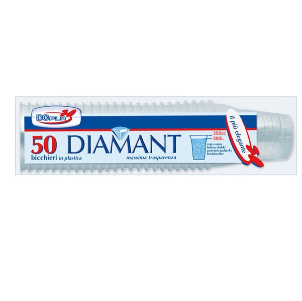 Bicchieri Diamant - monouso - 350 ml - trasparente - Dopla - conf. 50 pezzi