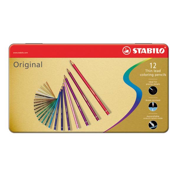 Stabilo Original 8773 - tratto 2,80mm - colori assortiti - Stabilo - astuccio 12 pastelli colorati