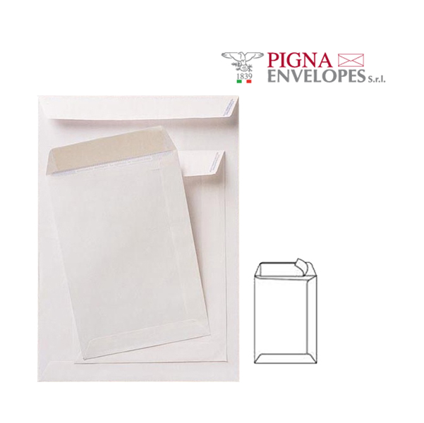 Busta a sacco bianca - serie Competitor - strip adesivo - 160x230 mm - 80 gr - Pigna - conf. 100 pezzi