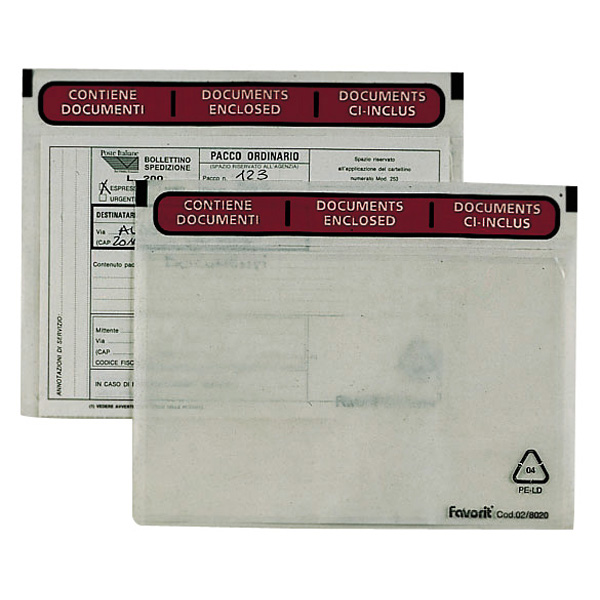 Busta adesiva Speedy Doc - con stampa CONTIENE DOCUMENTI - formato C6 (165x110 mm) - Favorit - conf. 100 pezzi