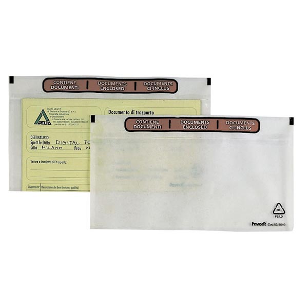 Busta adesiva Speedy Doc - con stampa CONTIENE DOCUMENTI - formato LD (230x110 mm) - Favorit - conf. 100 pezzi