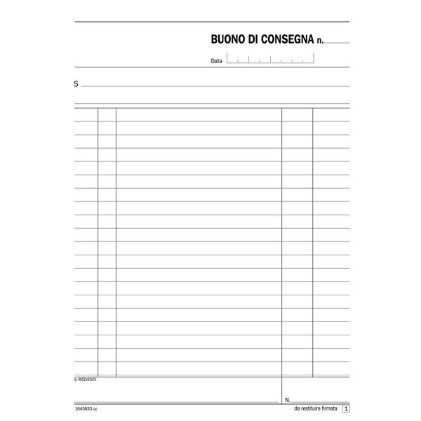 Blocco buoni di consegna