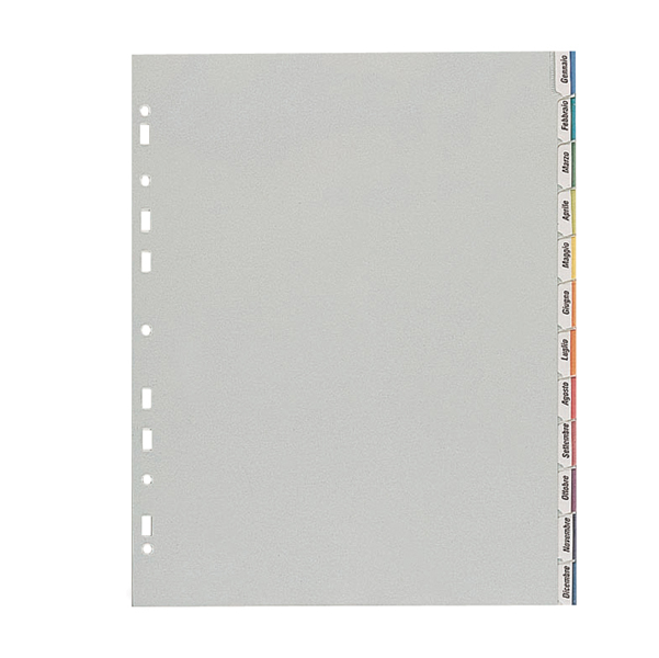 Separatore - 12 tacche personalizzabili - PP - 22x30 cm - grigio - Favorit