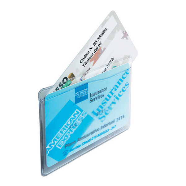 Porta Cards - 2 tasche - 9,5x6,5 cm - trasparente - Favorit - conf. 50 pezzi