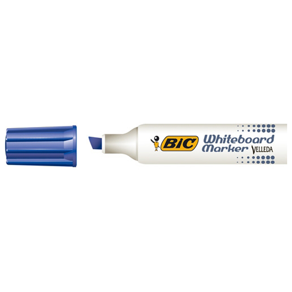 Pennarello Whiteboard Marker Velleda 1781 - punta a scalpello da 3,2 a 5,5mm - blu - Bic - conf. 12 pezzi