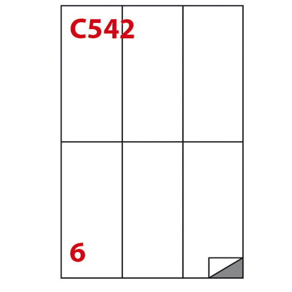Etichetta adesiva C542 - permanente - 70x148 mm - 6 etichette per foglio - bianco - Markin - scatola 100 fogli A4