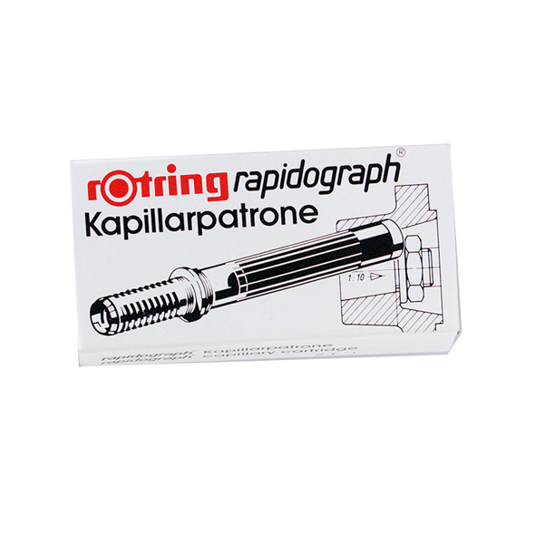 Scatola 3 cartucce capillari per penne Rapidograph - rosso - Rotring