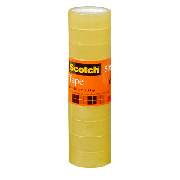 Nastro adesivo Scotch® 508 - 15 mm x 33 mt - trasparente - Scotch® - torre 10 rotoli