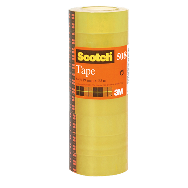 Nastro adesivo Scotch® 508 - 19 mm x 33 mt - trasparente - Scotch® -  torre 8 rotoli