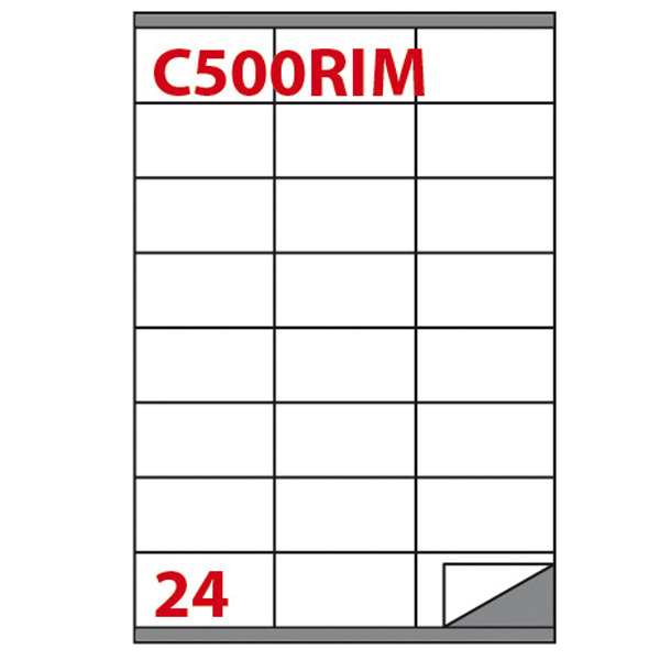 Etichetta adesiva rimovibile C500 - permanente - 70x36 mm - 24 etichette per foglio - bianco - Markin - scatola 100 fogli A4