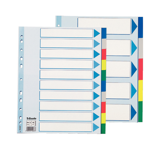 Separatore - 10 tasti colorati - PP - A4 maxi - 24,5x29,7 cm - multicolore - Esselte