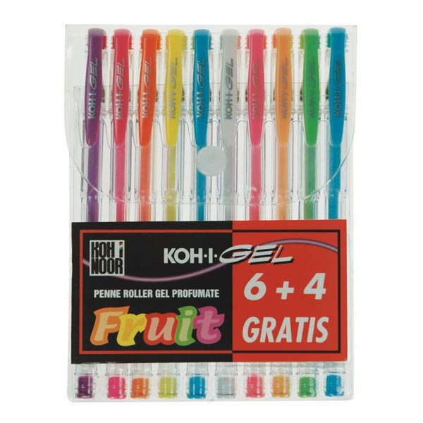 Roller gel colorati - colori fruit - Koh I Noor - astuccio 10 roller