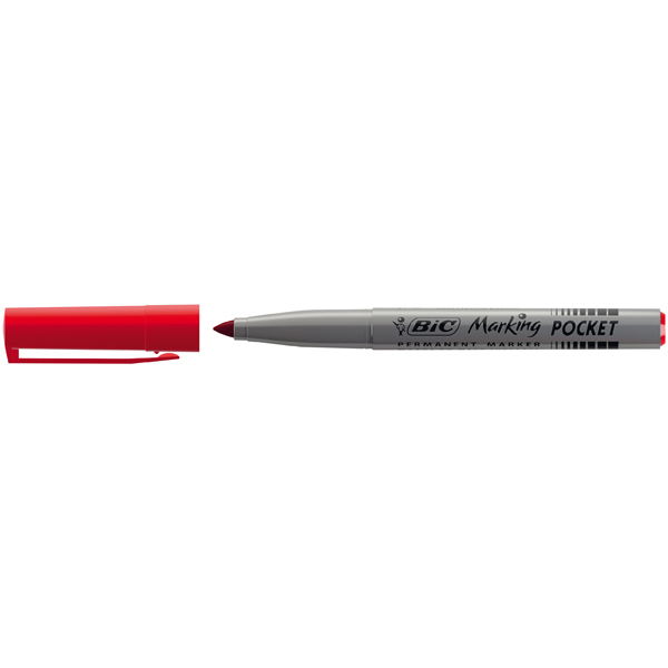 Marcatori permanente Marking a base d\alcool - punta pocket tonda 1,10mm - rosso - Bic - conf. 12 pezzi