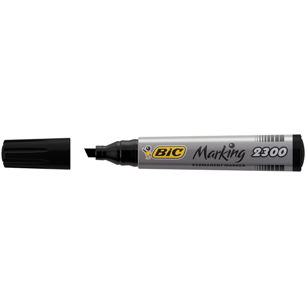 Marcatori permanente Marking a base d\alcool - punta scalpello  3,70-5,50mm - nero - Bic - conf. 12 pezzi