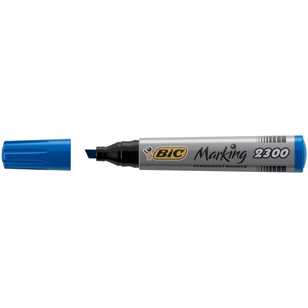 Marcatori permanente Marking a base d\alcool - punta scalpello da 3,70-5,50mm - blu - Bic - conf. 12 pezzi