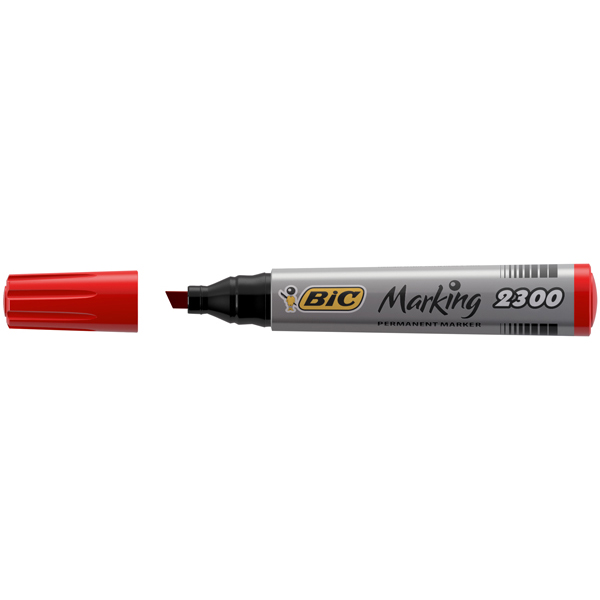 Marcatori permanente Marking a base d\alcool - punta scalpello da 3,70mm a 5,50mm - rosso - Bic - conf. 12 pezzi