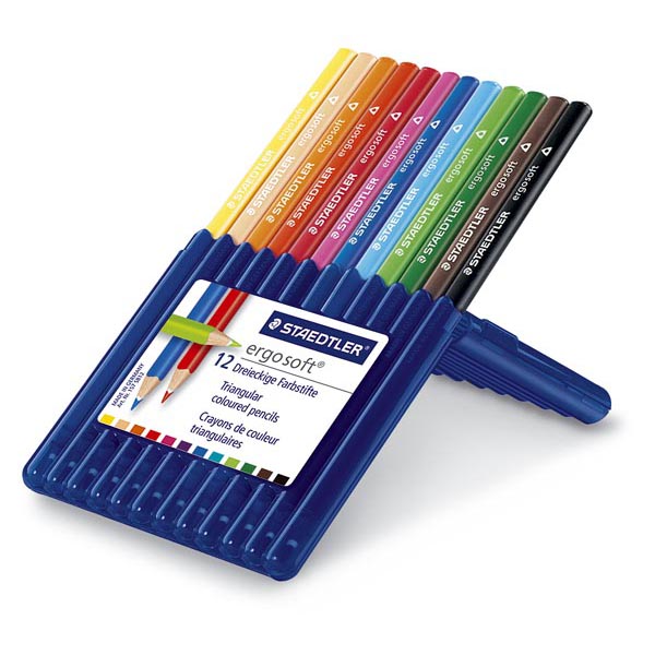 Ergosoft - triangolari - colori assortiti - Staedtler - Astuccio 12 pastelli colorati