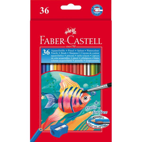 Acquerellabili Red pastelli colorati - mina Ø 3,30mm - colori assortiti - Faber Castell - Astuccio 36 pastelli colorati