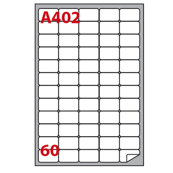 Etichetta adesiva A402 - permanente - 37,5x23,5 mm - 60 etichette per foglio - bianco - Markin - scatola 100 fogli A4