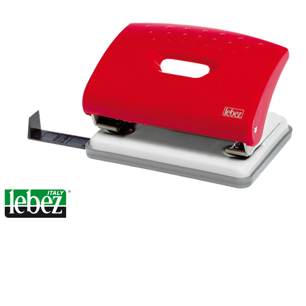 Perforatore 1270 - massimo 16 fogli - 2 fori - passo 8 cm - rosso - Lebez