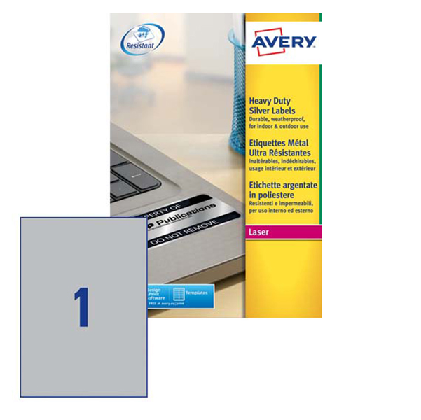 Poliestere adesivo l6013 argento 20fg A4 210x297mm (1et/fg) laser avery