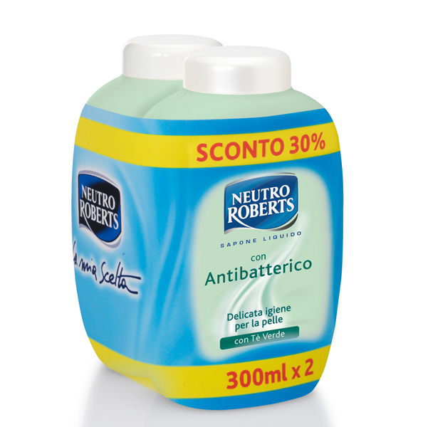 Ricarica di sapone liquido - antibattericol - Neutro Roberts - conf. 2 pezzi da 300 ml