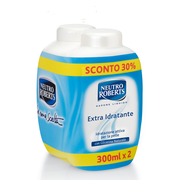Ricarica di sapone liquido - extra idratante - Neutro Roberts - conf. 2 pezzi da 300 ml