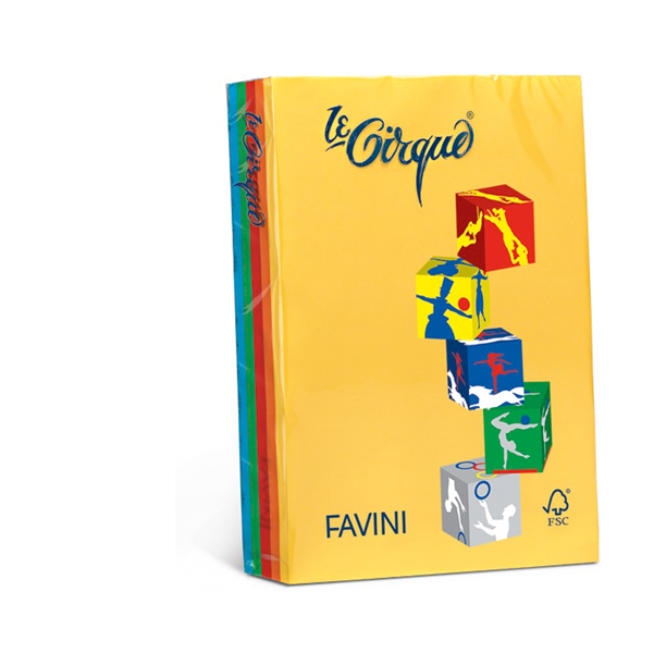 Carta Lecirque - A4 - 80 gr - mix 5 colori intensi - Favini - conf. 500 fogli