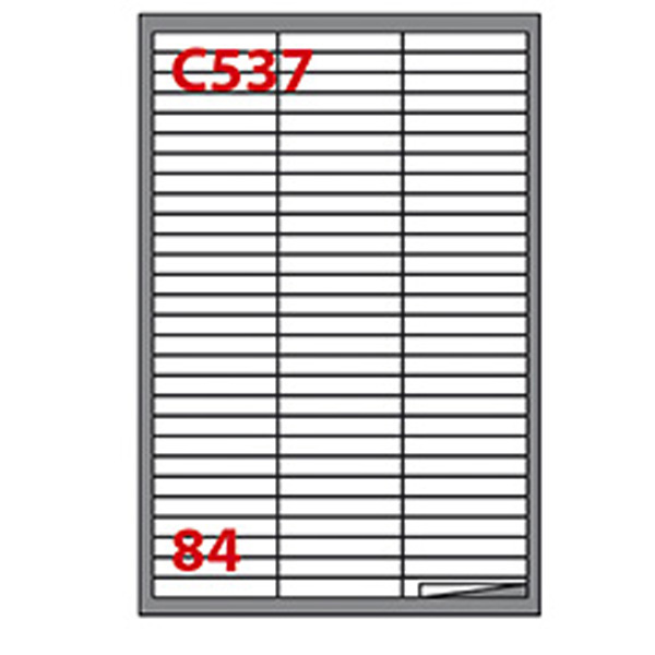 Etichetta adesiva C537 - permanente - 67x10 mm - 84 etichette per foglio - bianco - Markin - scatola 100 fogli A4