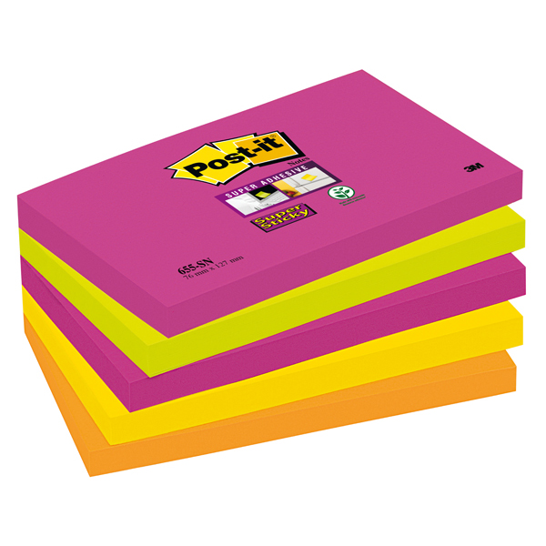 Blocco foglietti Post it® Super Sticky - colore Cape Town - 76 x 127mm - 90 fogli - Post it®