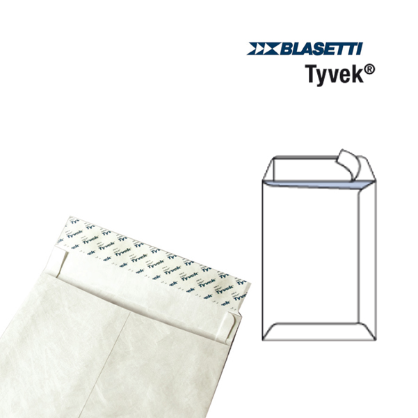 Busta a sacco in Tyvek - serie Postyvek - strip adesivo - 305x406 mm - 55 gr - Blasetti - conf. 100 pezzi