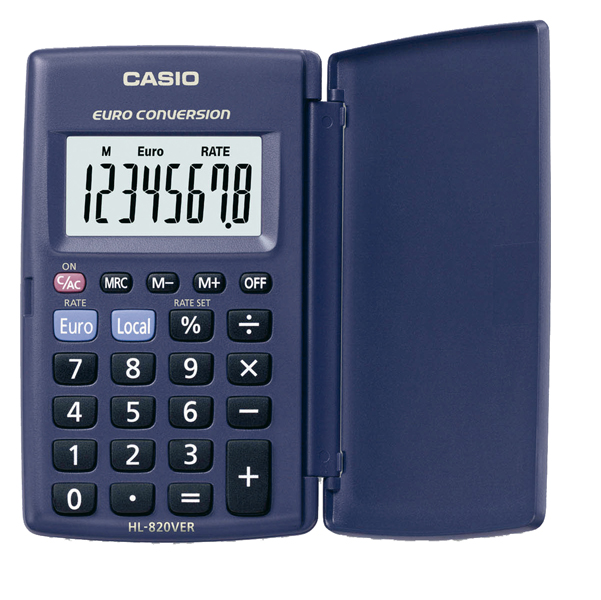 Calcolatrice tascabile HL-820VER - 8 cifre - blu - Casio