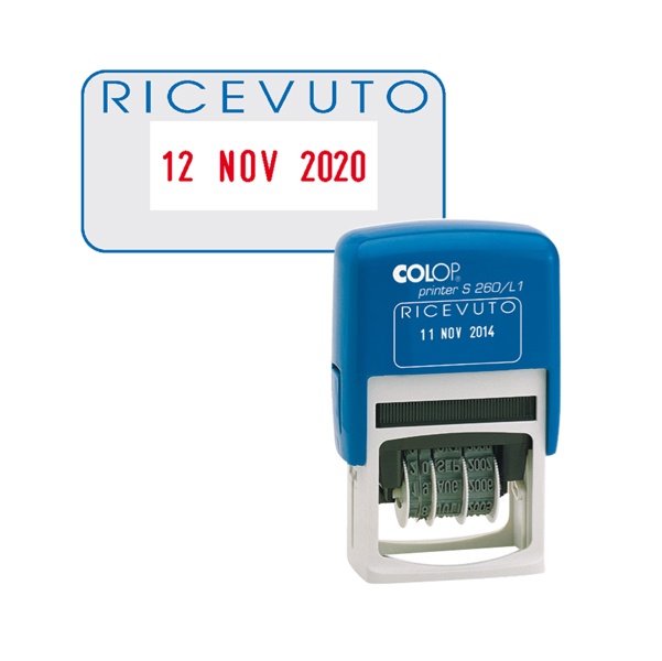 Timbro S260/L1 Datario + RICEVUTO - 4 mm - autoinchiostrante - bicolore - Colop®