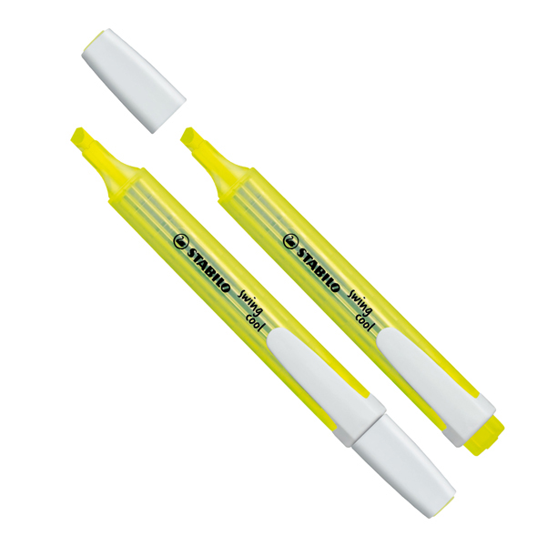 Evidenziatore Stabilo Swing Cool  - punta scalpello -  tratto da 1,0-4,0mm - giallo - Stabilo